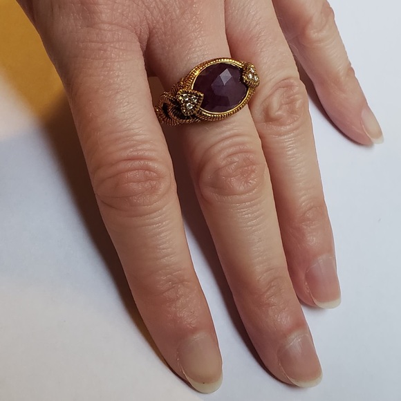 SOLD! Designer Ring Judith Ripka Ruby and 18k Gold - Picture 3 of 7